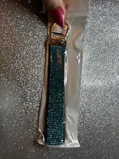 Bling Keychain Wristlet Blue