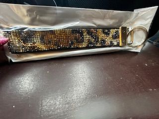Bling Keychain Wristlet Cheetah Gold