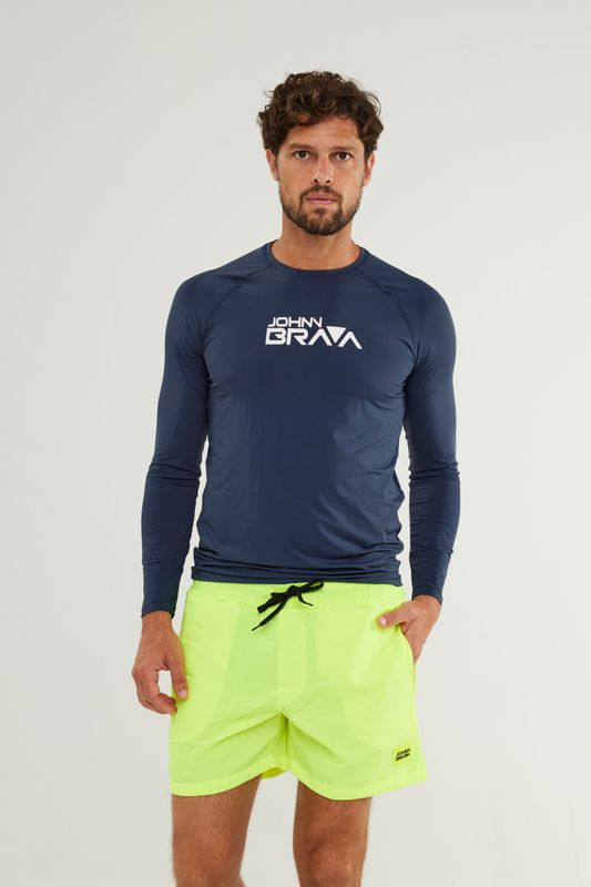 Men&#39;s Slim Blue Lycra Shirt with UV Protection