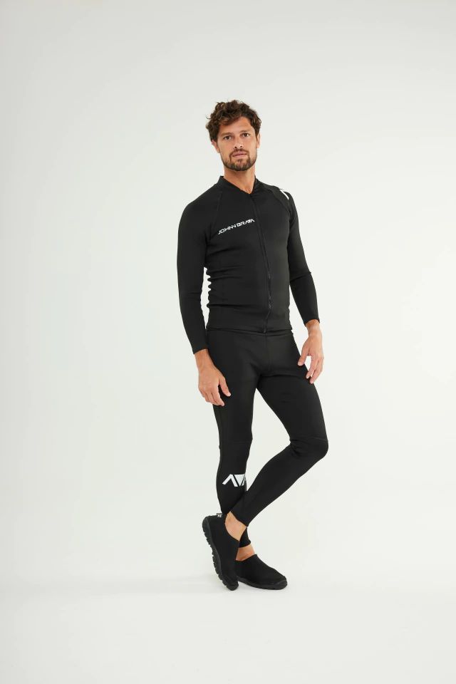 Man wearing Johnn Brava neoprene 1.0mm slim wetsuit jacket