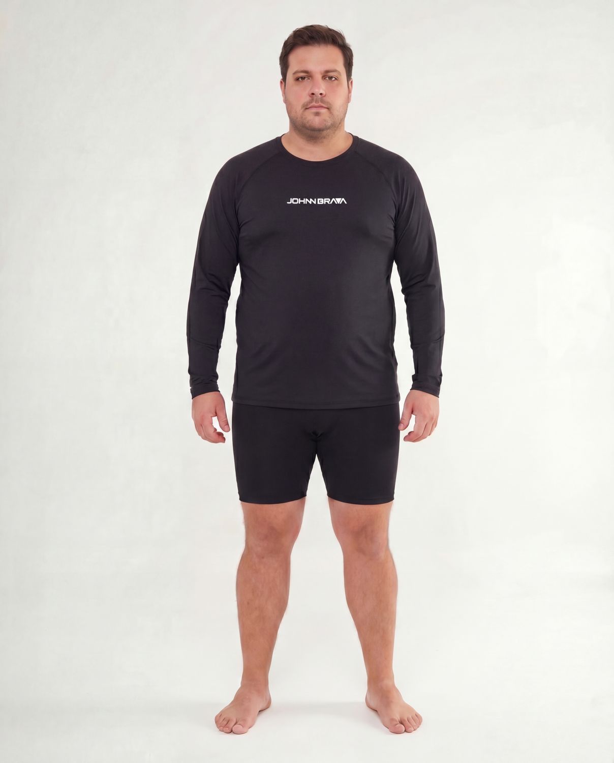 Men's Plus Size Black Long Sleeve Lycra - UPF 50+
