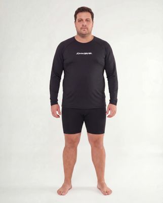 Men's Plus Size Black Long Sleeve Lycra - UPF 50+