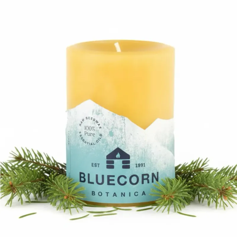 Beeswax Pillar Candle, Spruce, 3" × 4"