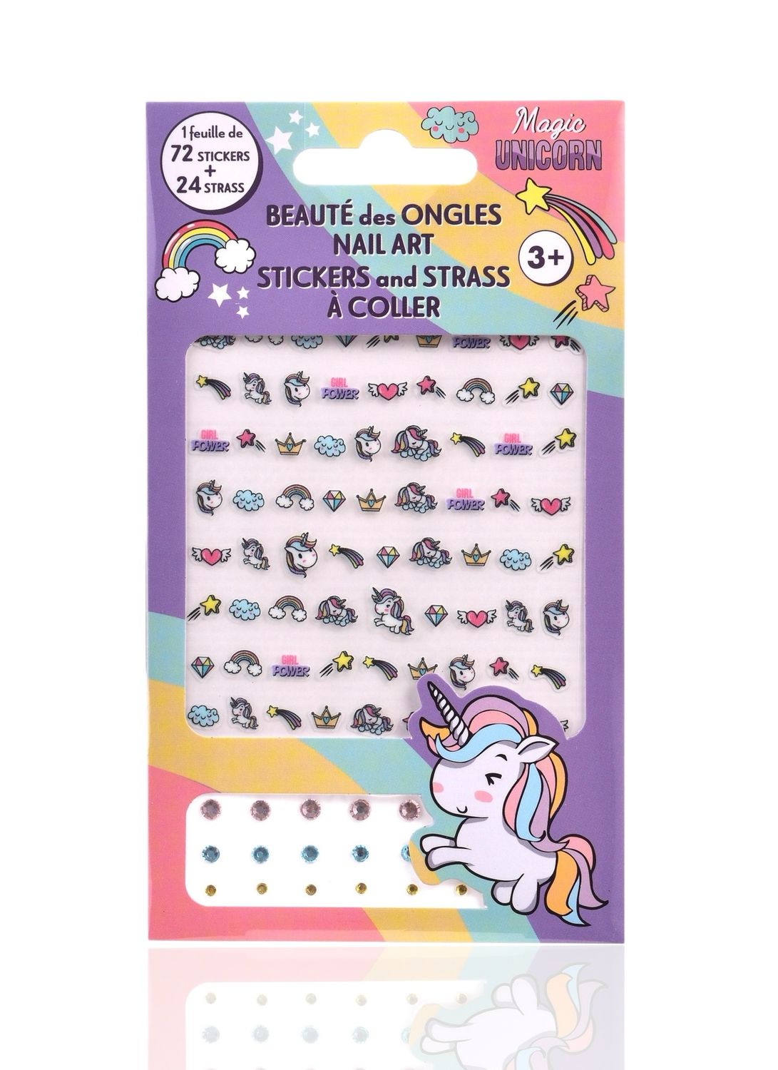 Unicorn 72 Nail Stickers/24 Strass/card x24