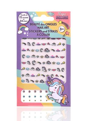 Unicorn 72 Nail Stickers/24 Strass/card x24