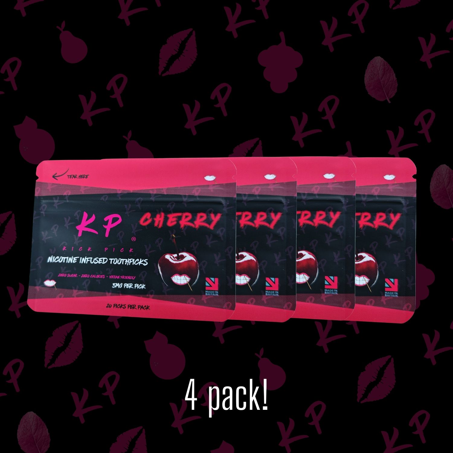 CHERRY     NICOTINE TOOTHPICKS 4 PACK