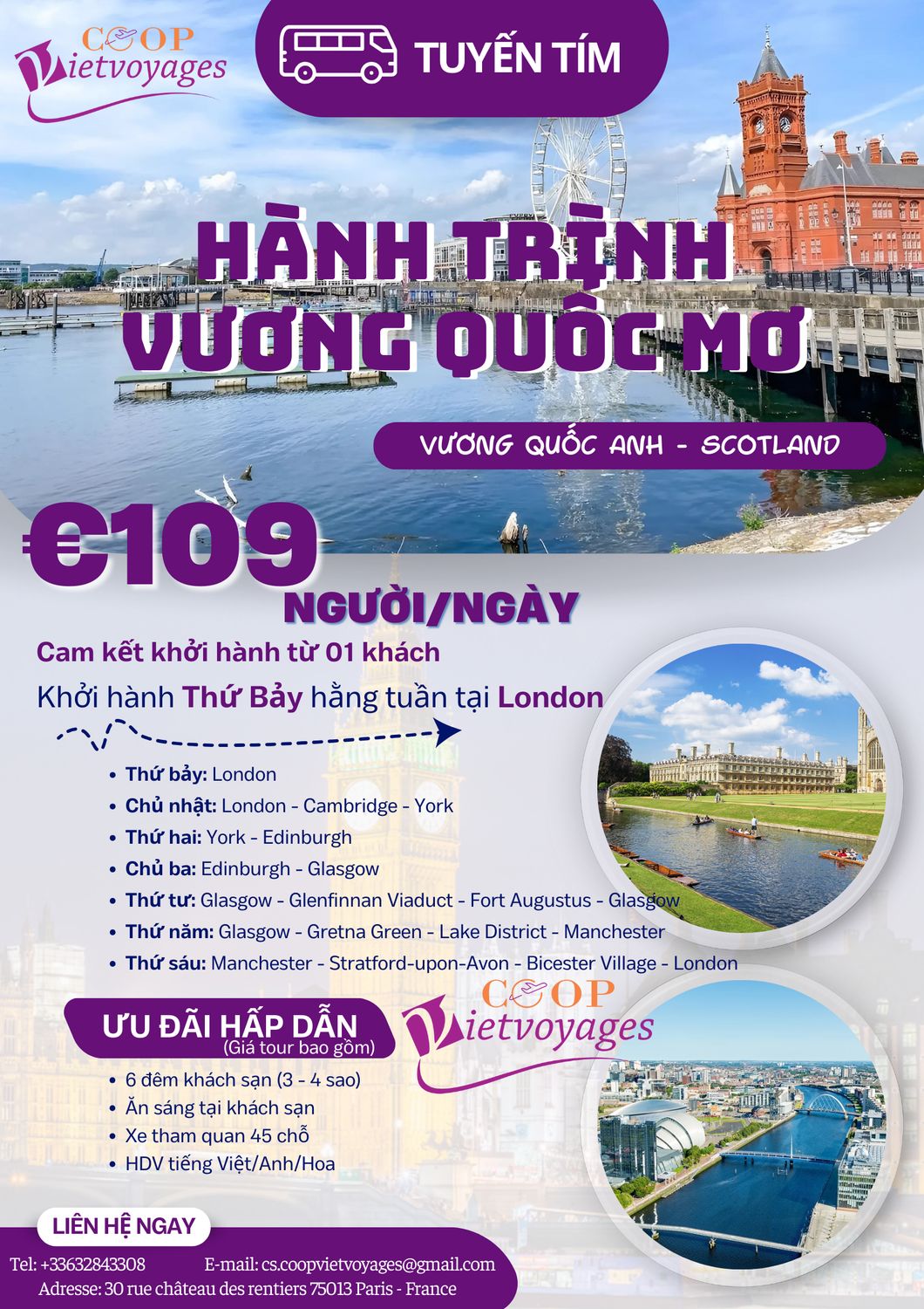 Tuyến tím A Goeugo 109€/ngày/khách