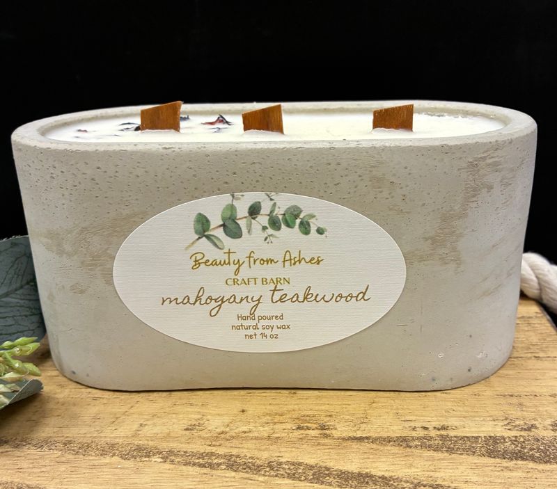 14 oz. Oval, Mahogany Teakwood, Gray Concrete