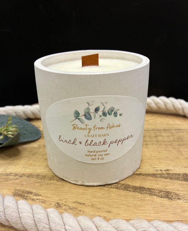 8 Oz  Round  Birch & Black Pepper White