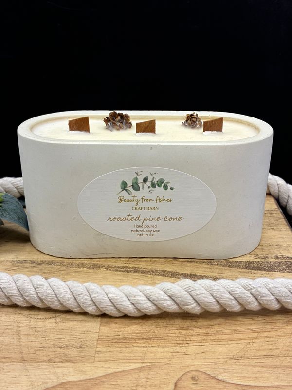 14 Oz  Oval White Roasted Pine Cone