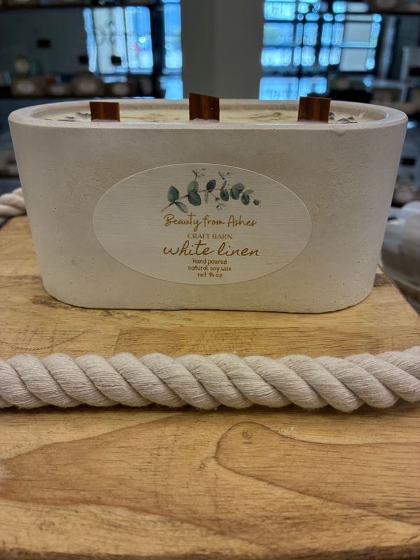 14 oz Oval, White Linen, White