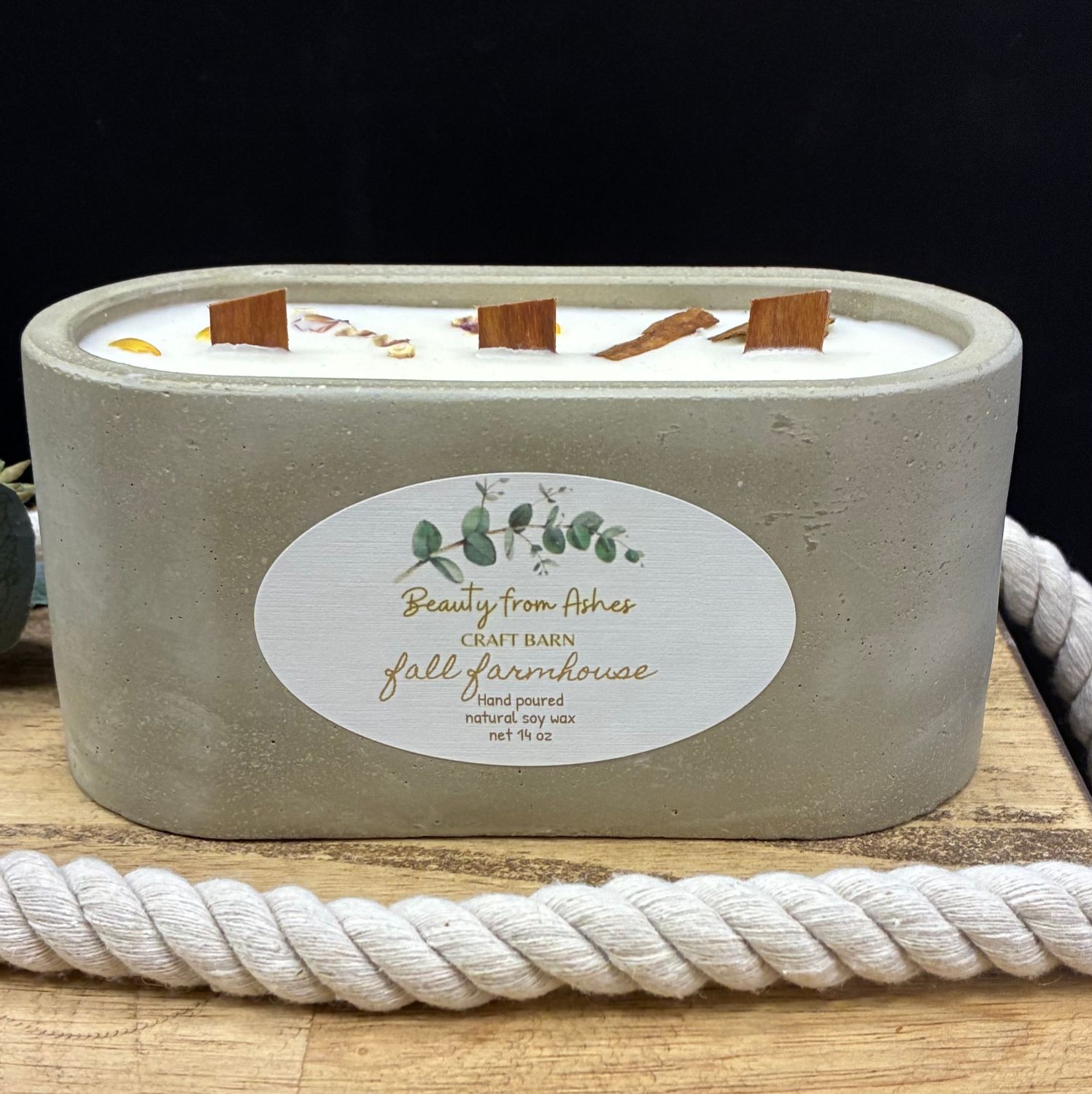 14 oz. Oval, Fall Farmhouse, Gray Concrete