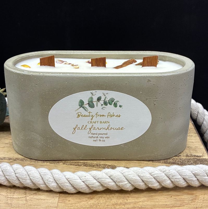 14 oz. Oval, Fall Farmhouse, Gray Concrete