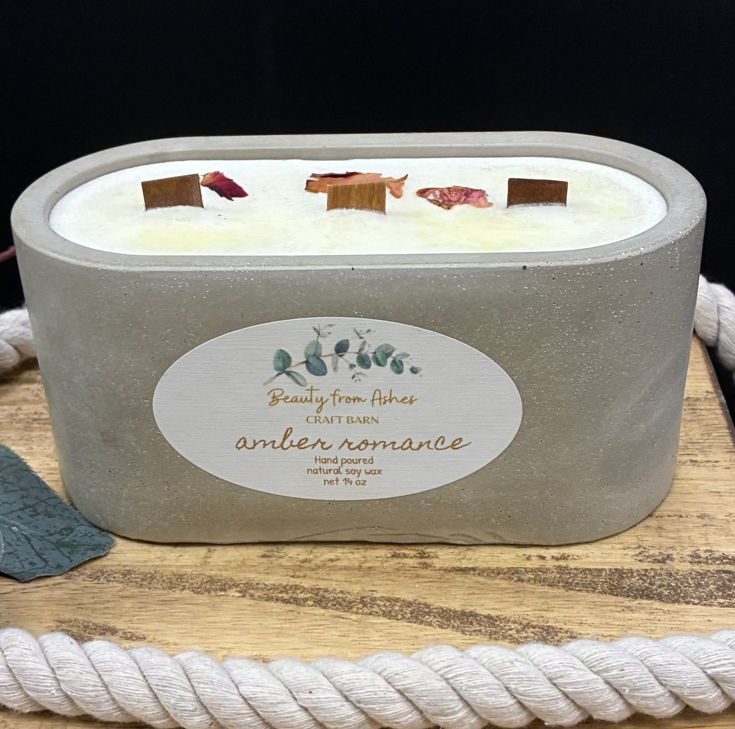 14 oz Oval, Amber Romance, Gray