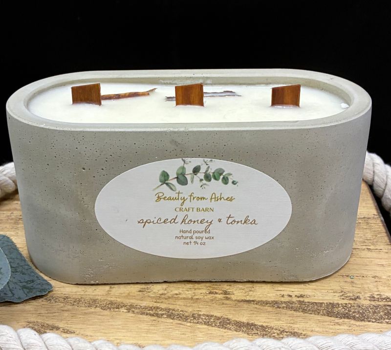 14 Oz Oval , Spiced Honey & Tonka , Gray