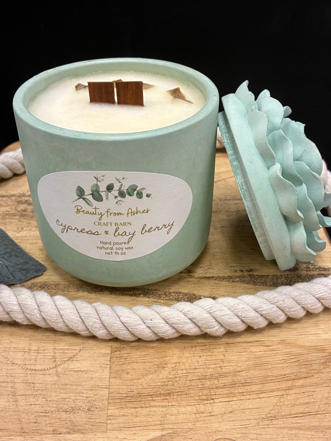 14 oz Camelia, Cypress & Bayberry, Mint Green