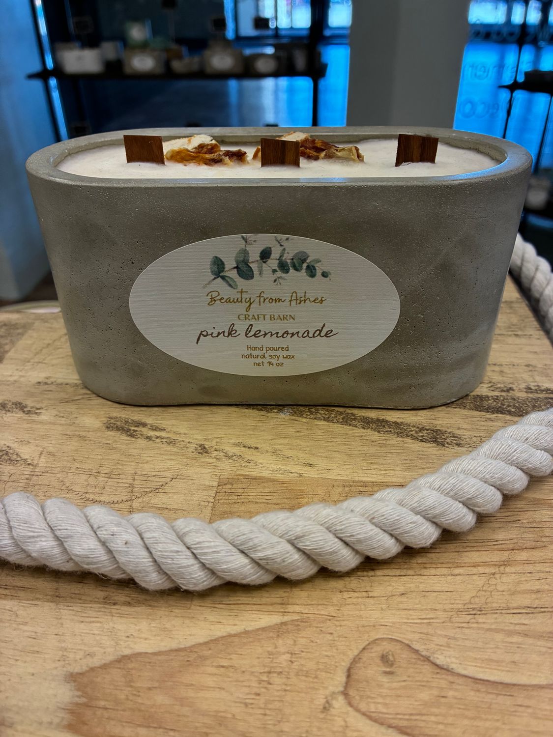 14 oz. Oval, Pink Lemonade,Gray Concrete