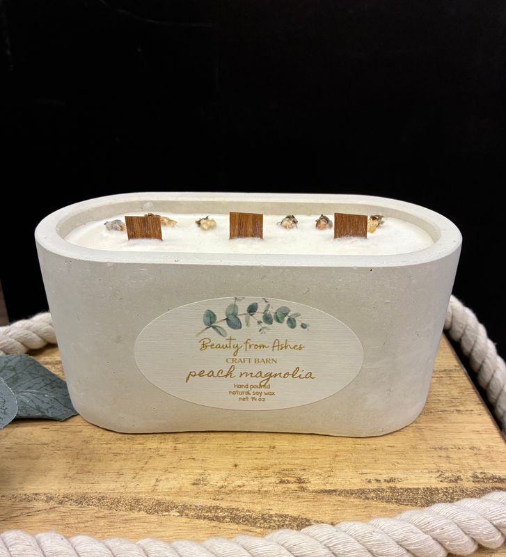 14 oz. Oval, Peach Magnolia,White Concrete