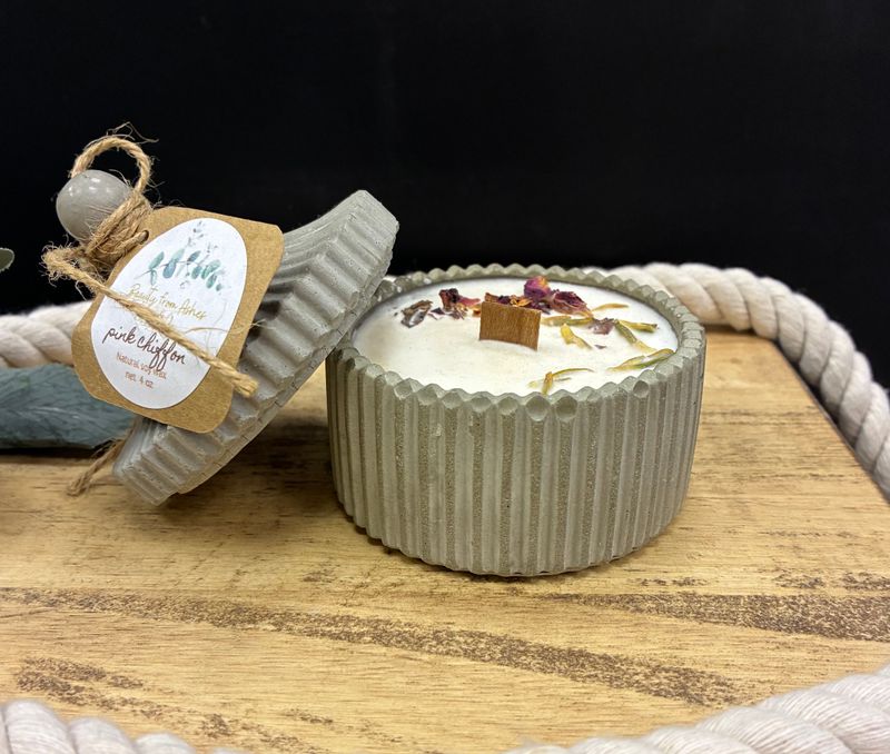 4 oz. Jewelry Box/base, Pink Chiffon, Gray Concrete