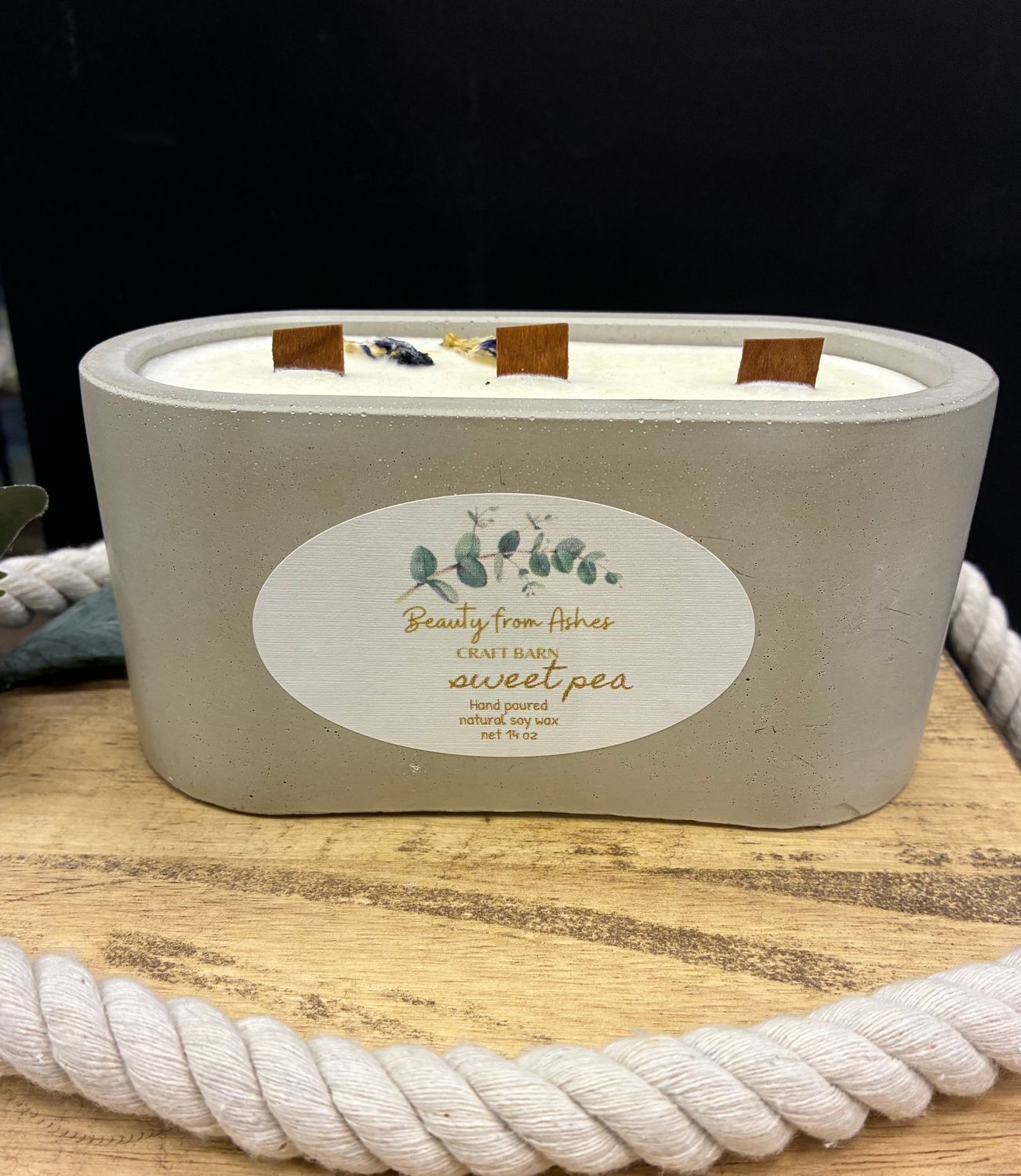 14 oz Oval, Sweet Pea, Gray