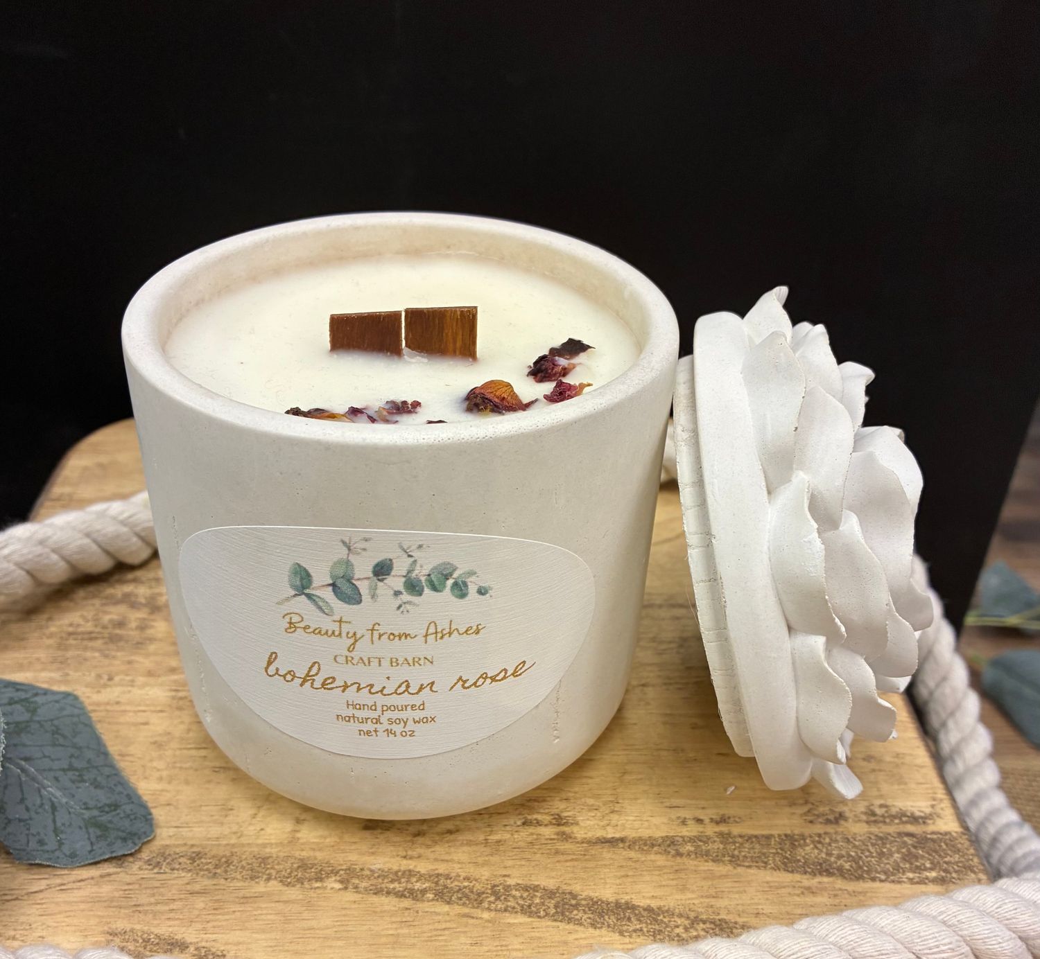 14 oz Camelia, Bohemian Rose, White