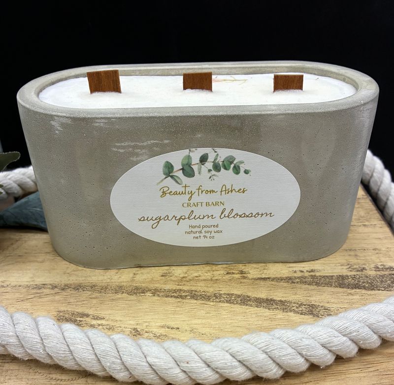 14 Oz. Oval, Sugarplum Blossom, Gray Concrete