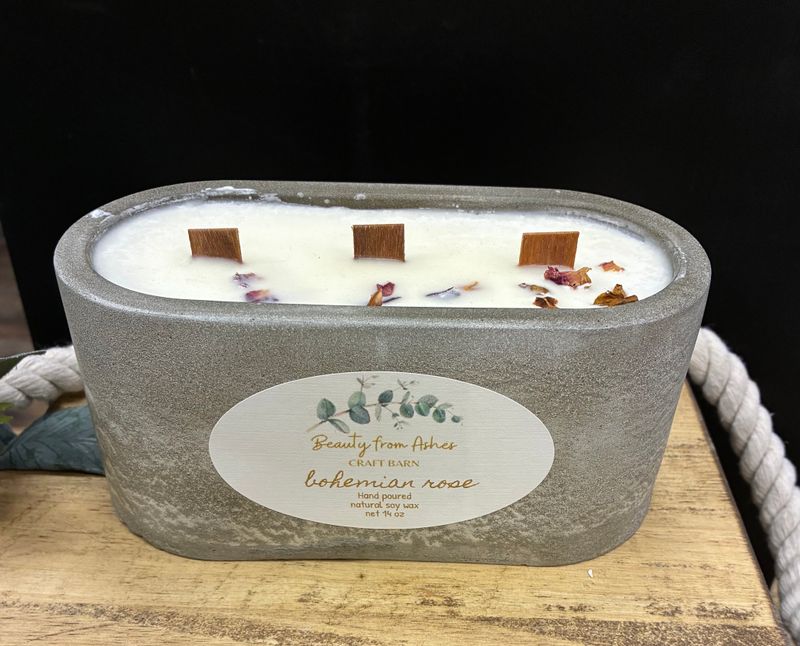 14 oz. Oval,  Bohemian Rose, Gray Concrete