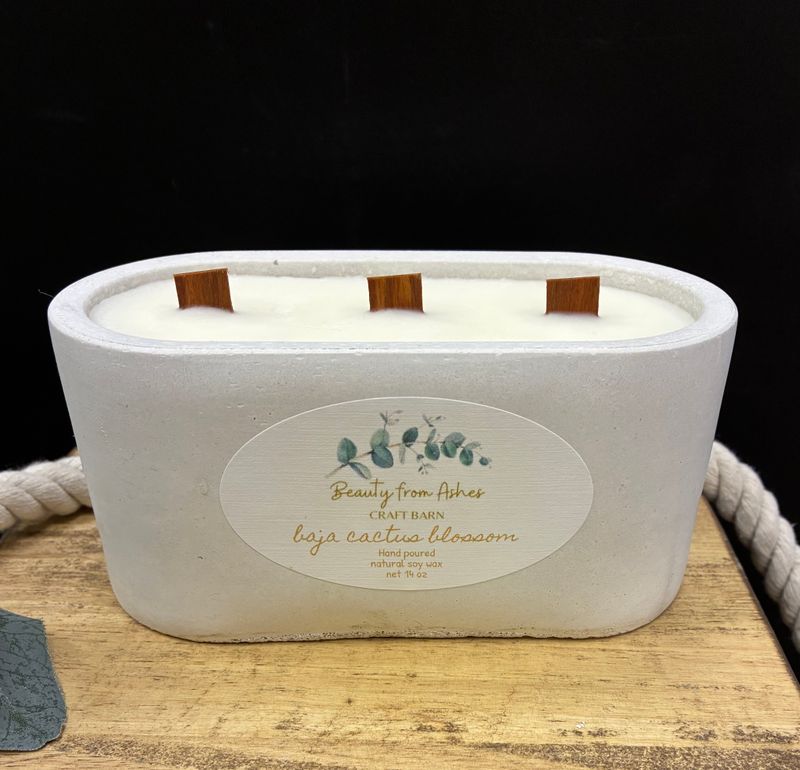 14 oz Oval, Baja Cactus Bloom, White