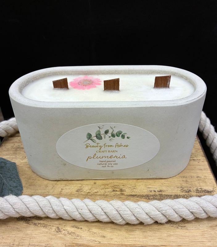 14 oz Oval, Plumeria, White