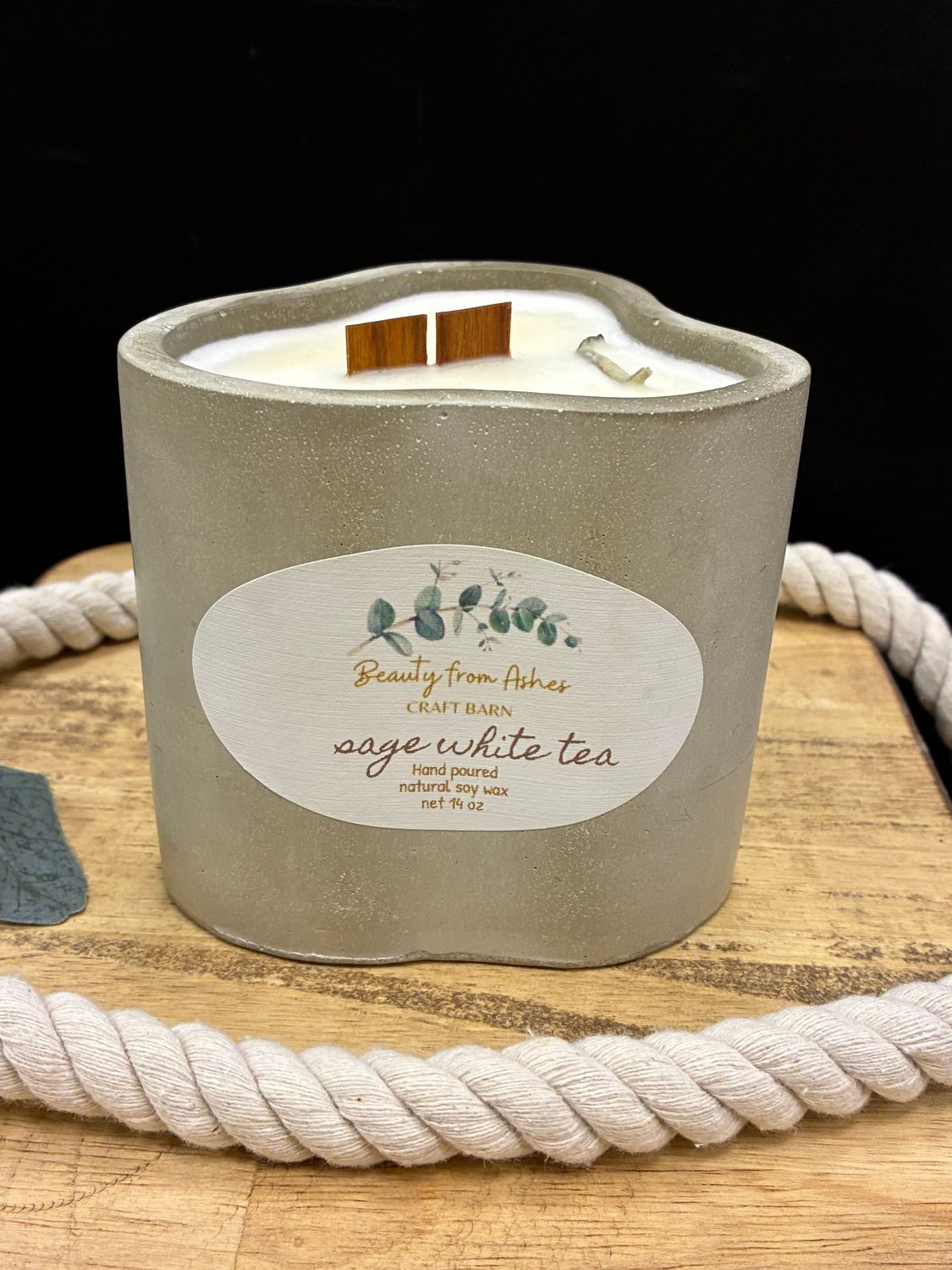 14 oz Wasabi, Sage White Tea,  White