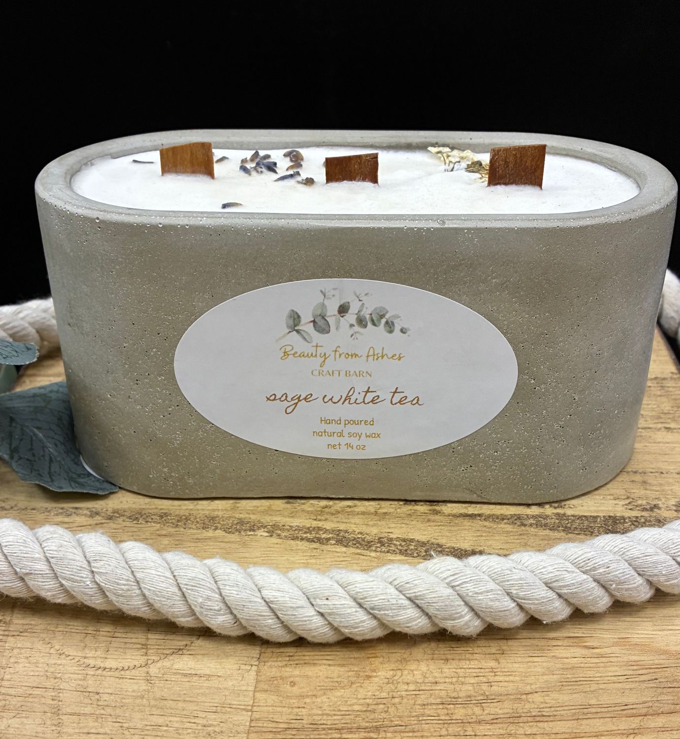 14 oz Oval, Sage White Tea, Gray