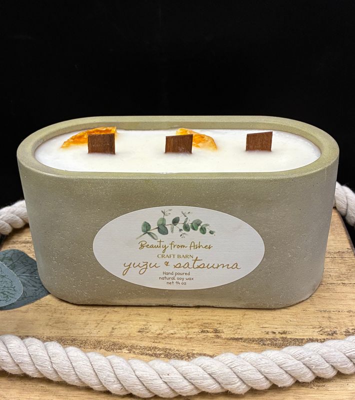 14 oz. Oval, Yuzu and Satsuma, Gray Concrete