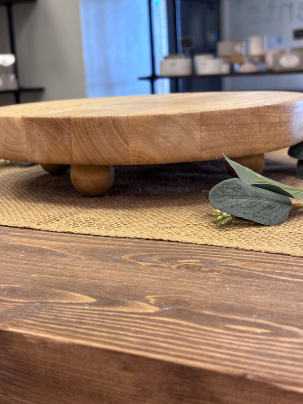 Large Round Wood Riser W Ball Stands