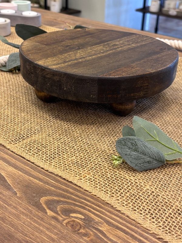 Small Round Wood Riser W Ball Stands