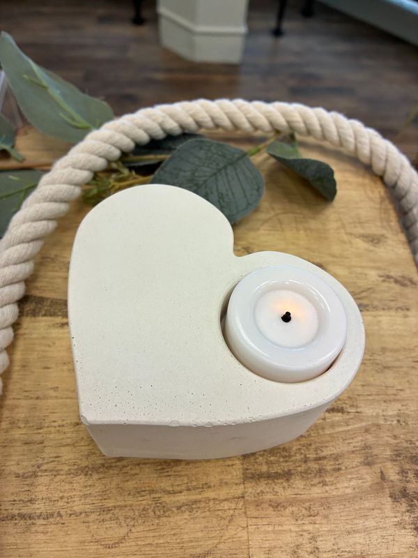 Heart Tea Candle, White