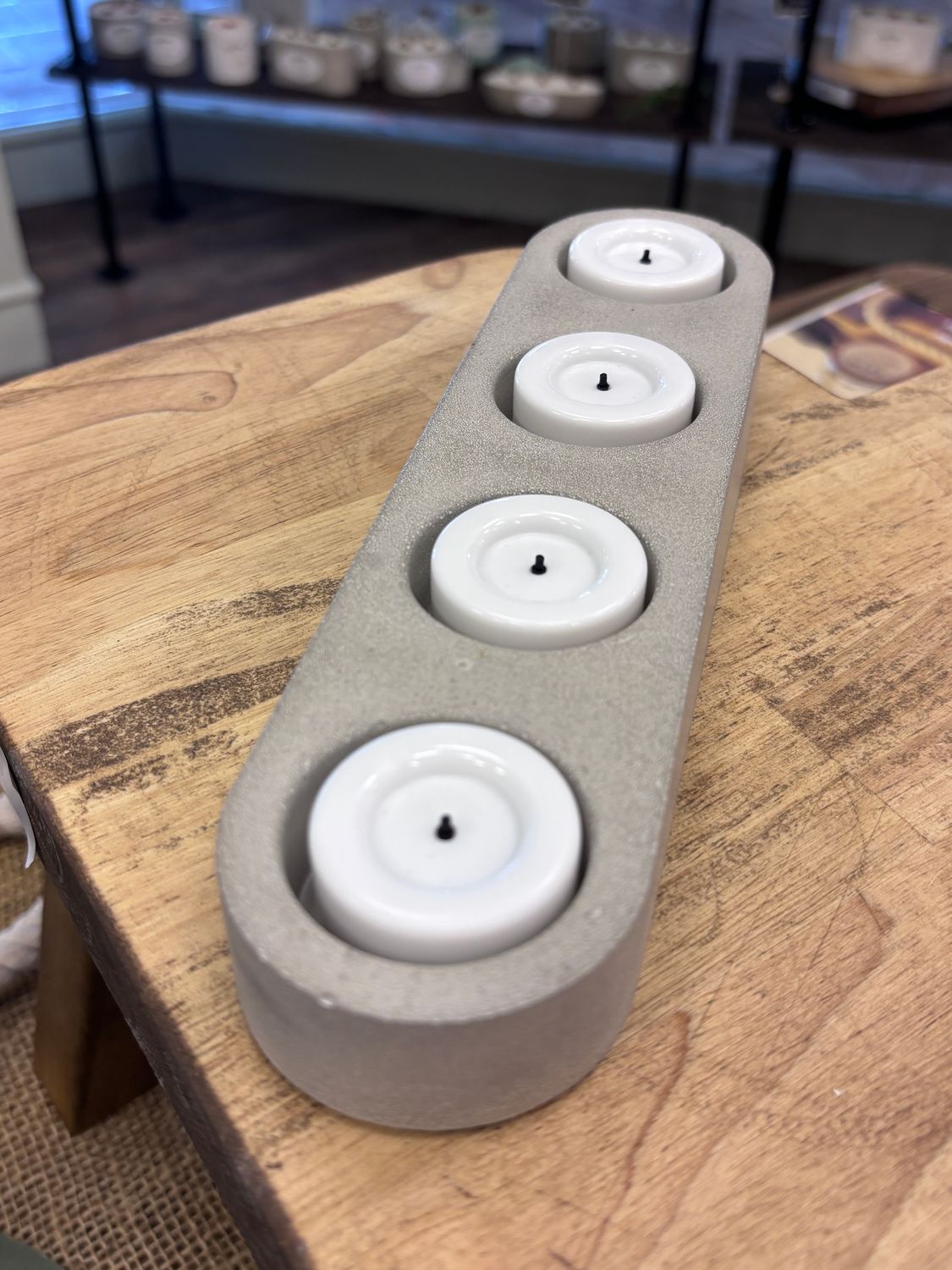 Tealight 4 Candle Holder, Gray Concrete