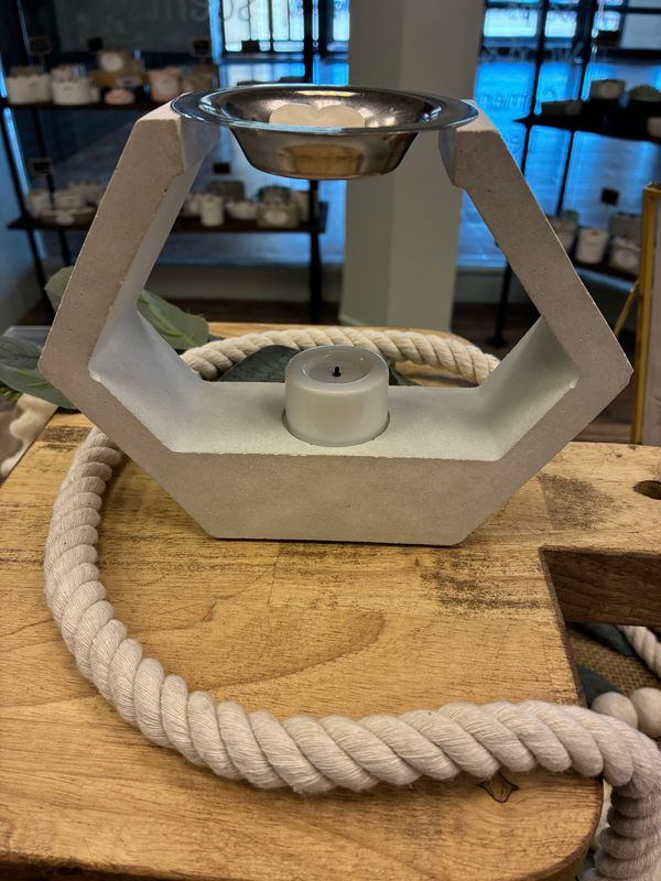 Hexagon Wax Warmer White Concrete