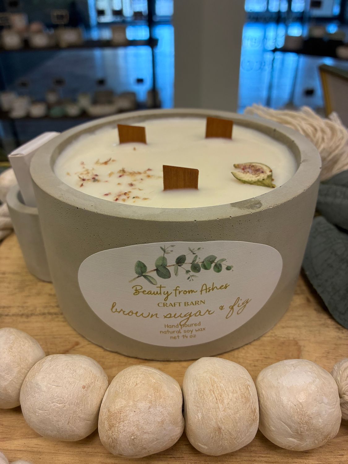 14 oz Round W/Matches, Brown Sugar & Fig, Gray