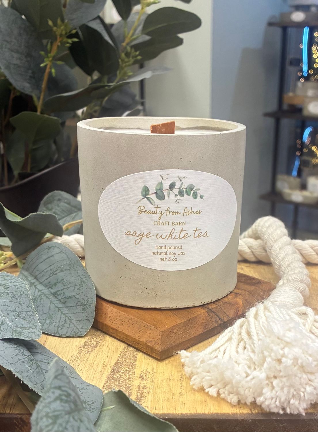 08 oz Round,  Sage White Tea, Gray