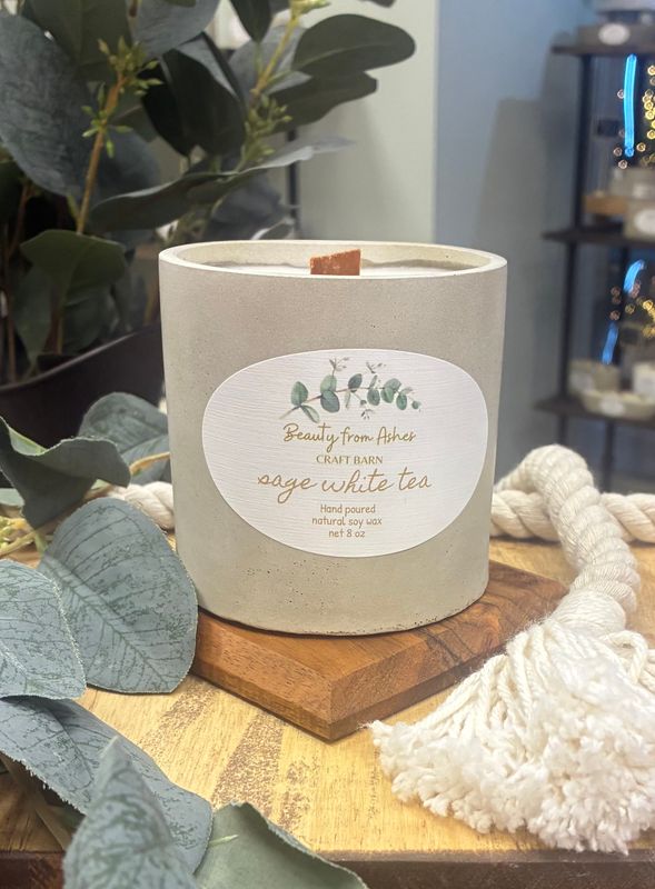 08 oz Round,  Sage White Tea, Gray