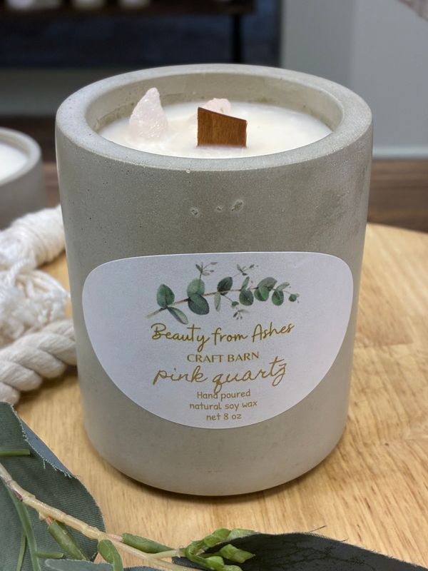 08 oz Round, Pink Quartz, Gray