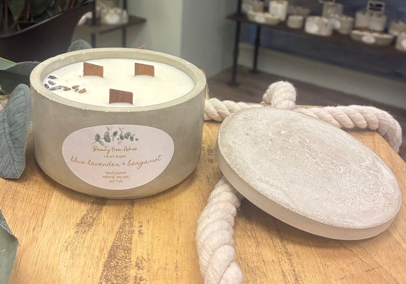 09 Oz Round W/ Lid, Blue Lavender & Bergamot, Gray