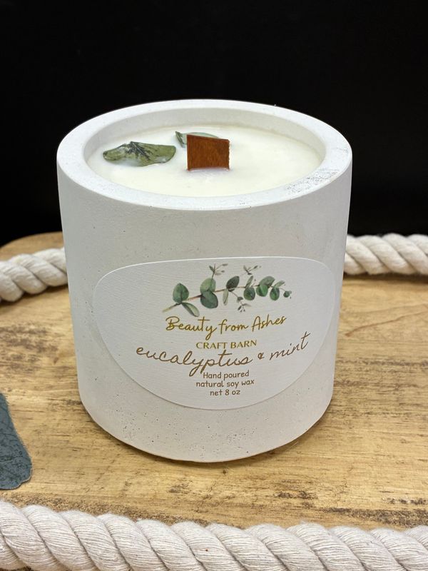 08 oz Round, Eucalyptus & Mint, White