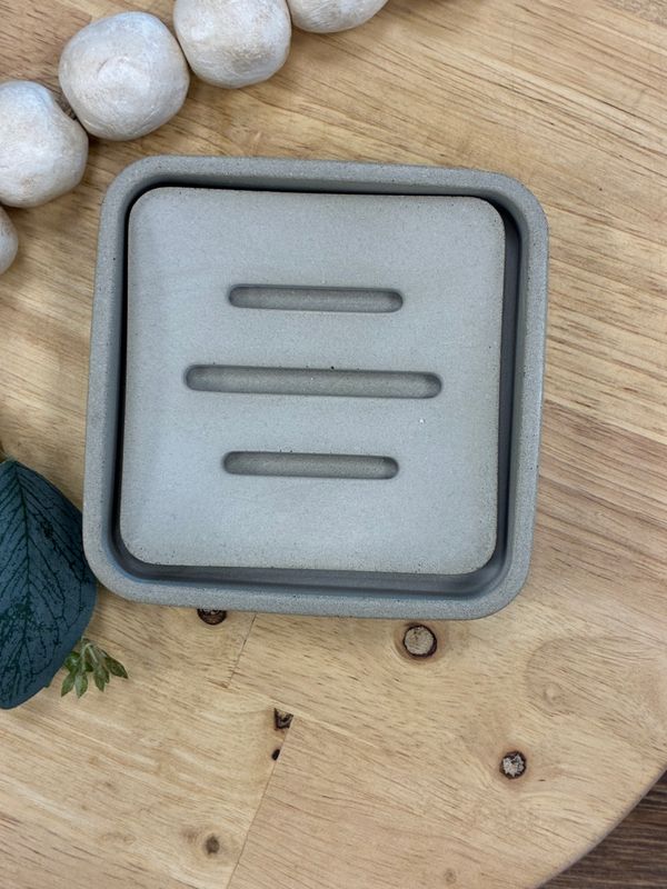 Soap Dish W/Removable Drain Gray Concrete