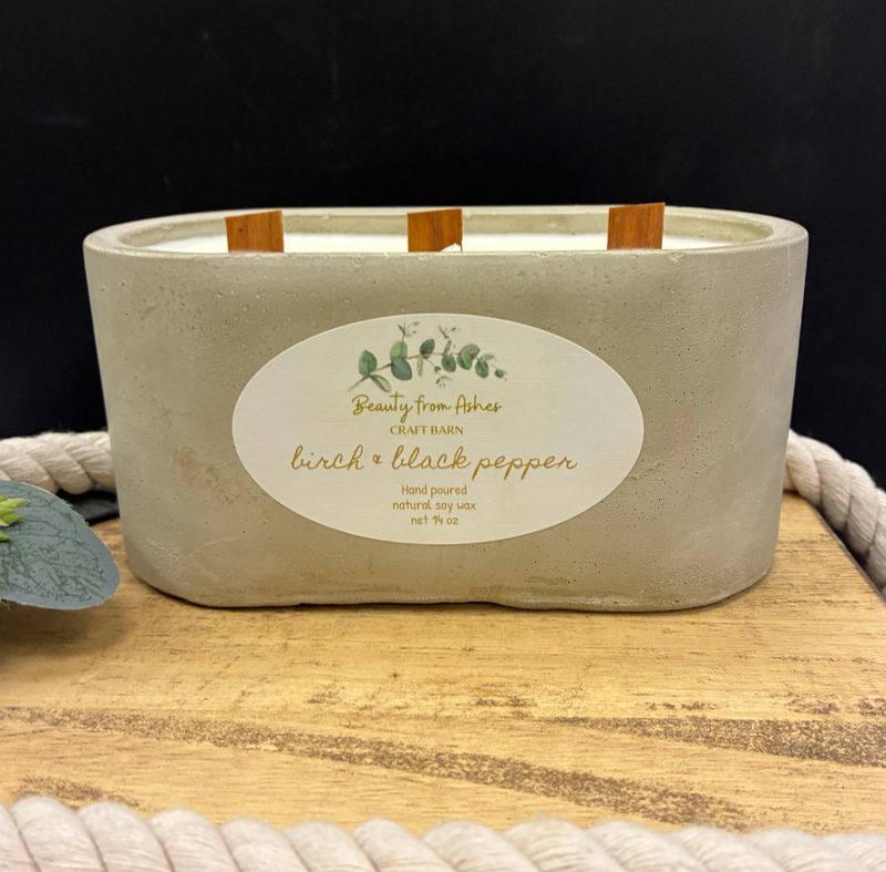 14 oz Oval, Birch & Black Pepper, Gray