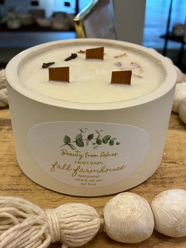 14 oz Round (NMH), Fall Farmhouse, White