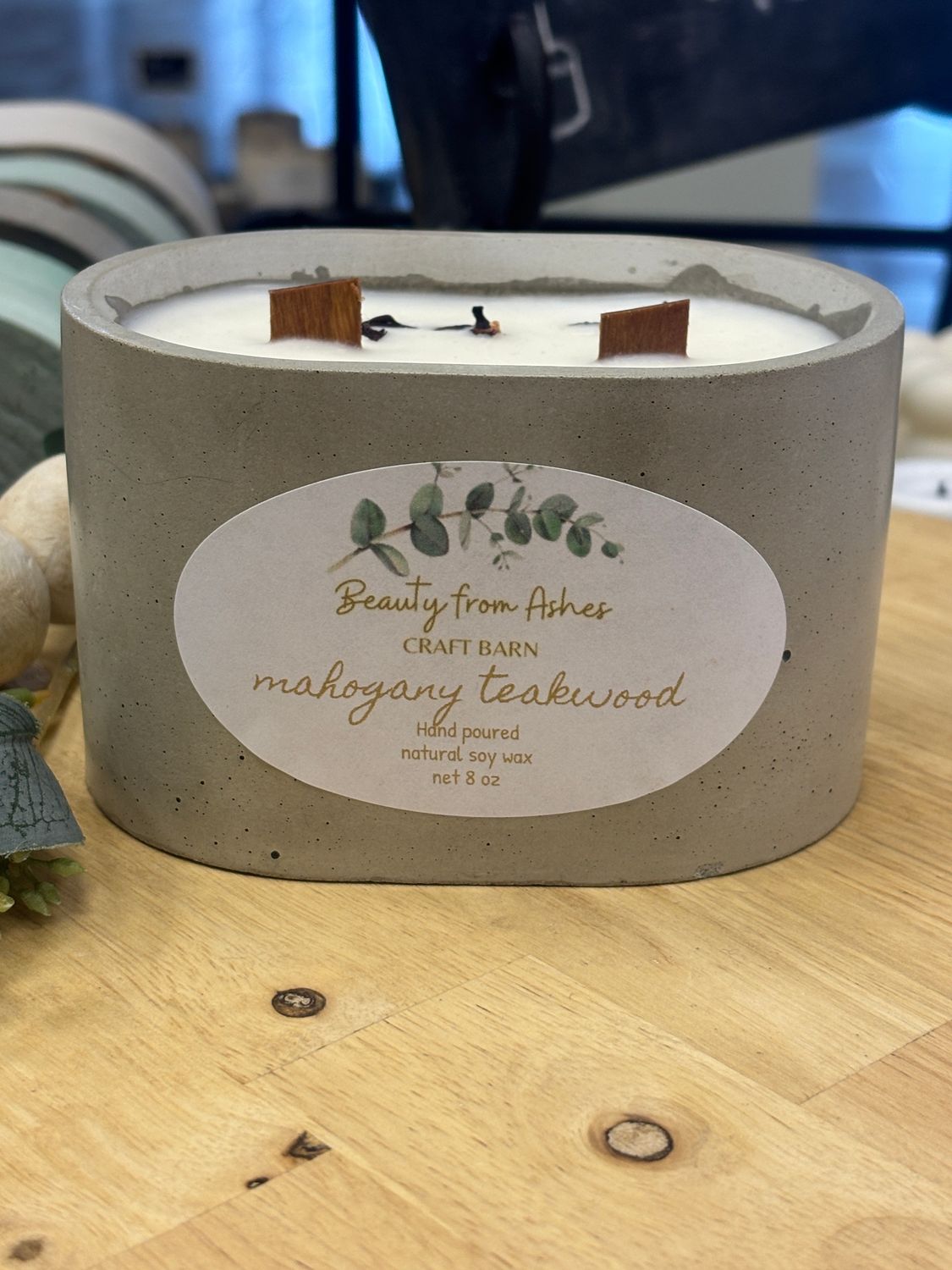 08 oz Oval, Mahogany Teakwood, Gray