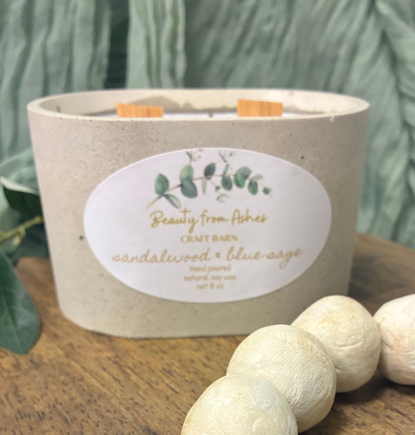 08 oz Oval, Sandalwood & Blue Sage, Gray