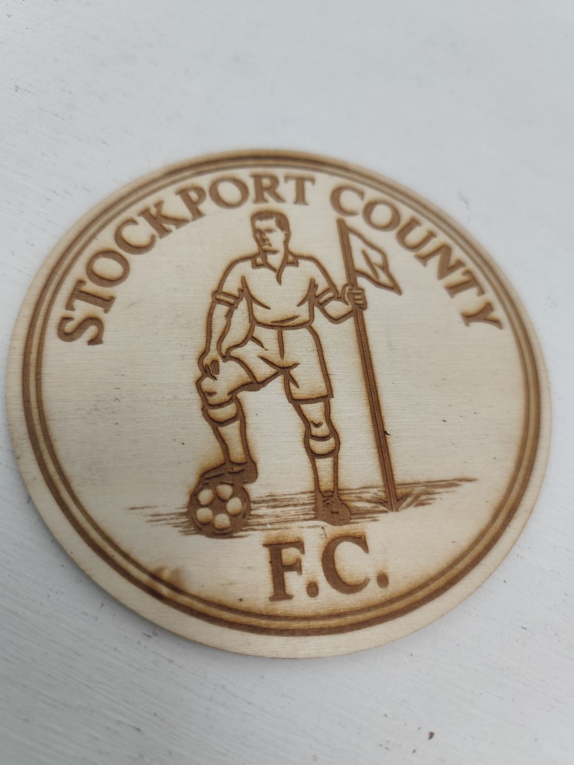 Stockport County Engraved Basswood Coaster