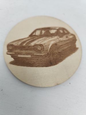Classic Ford Escort Engraved Basswood Coaster